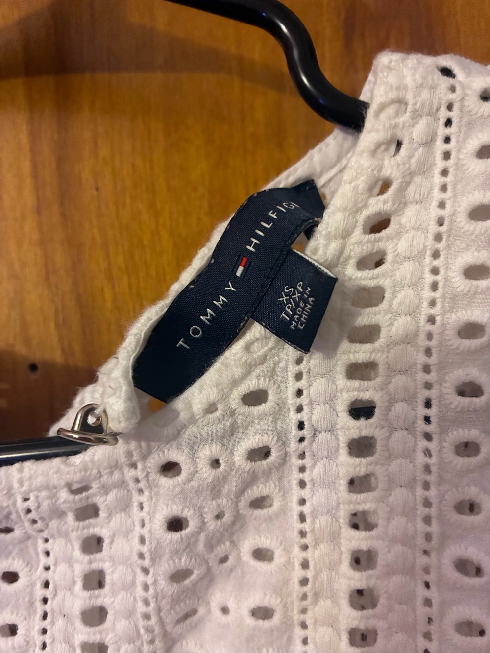 Tommy Hilfiger Coral and White Striped Sleeveless Eyelet Yoke Dress - Picture 2 of 2